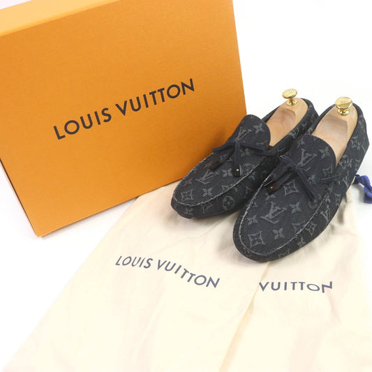 LOUIS VUITTON Flat shoes Monogram denim Indigo blue LV Driver Line 6.5
