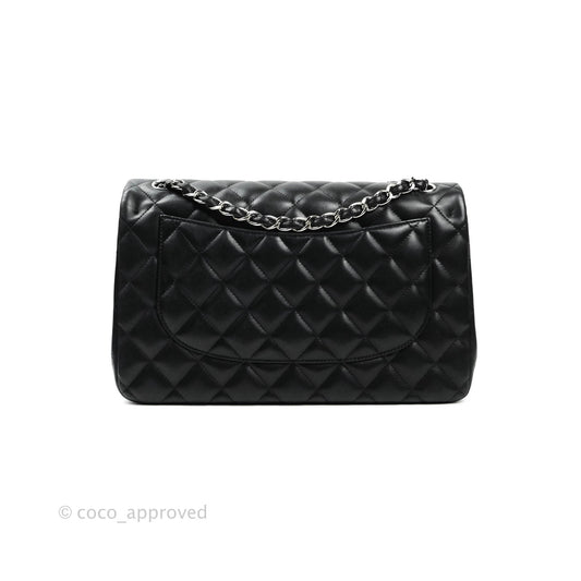 Chanel Jumbo Double Flap Black Lambskin Silver Hardware