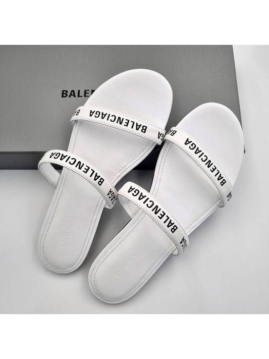 Luxury Balenciaga Logo Round Slippers White