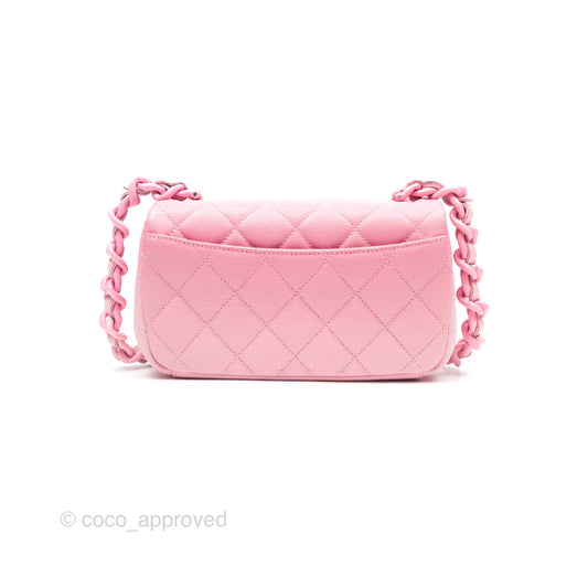 Chanel Mini Flap Bag Pink Ombre Caviar Pink Lacquered Metal Hardware 24C