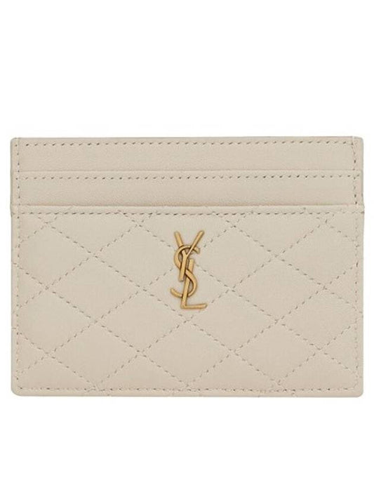 Luxury Saint Laurent Monogram Gabi Gold Hardware Logo Quilting Card Wallet Vintage White