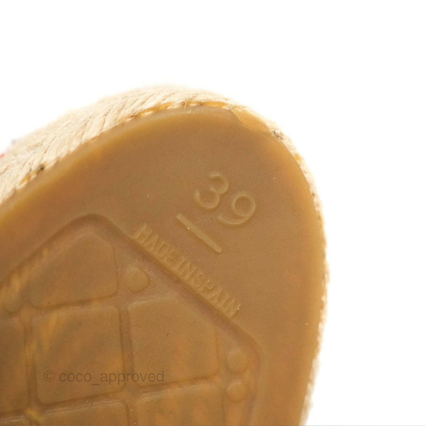 Chanel CC Beige Red Espadrilles with Pearl Size 39