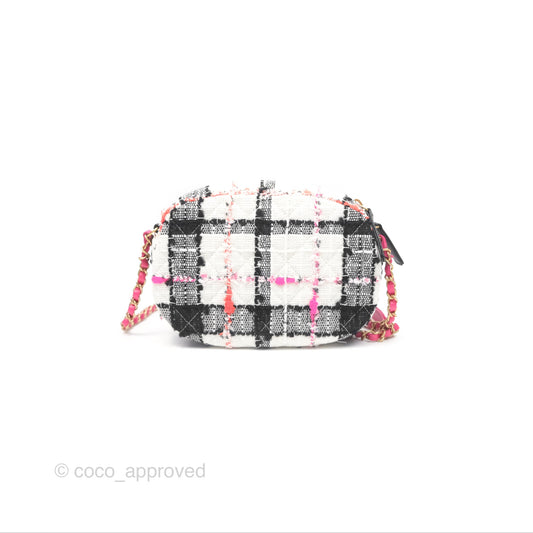 Chanel Coco Midnight Camera Case Black White Pink Tweed 20S