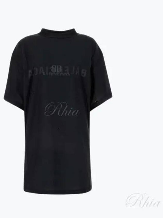 Luxury Balenciaga Logo Print Short Sleeve T-Shirt Black