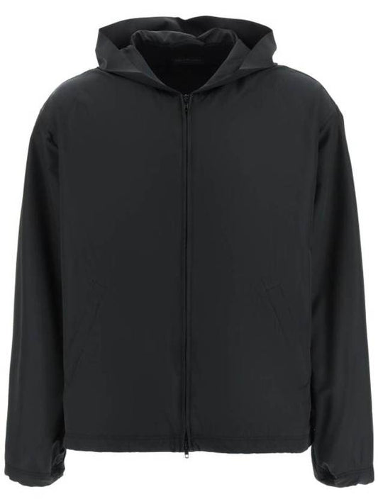 Luxury Balenciaga Logo Print Hooded Windbreaker Black