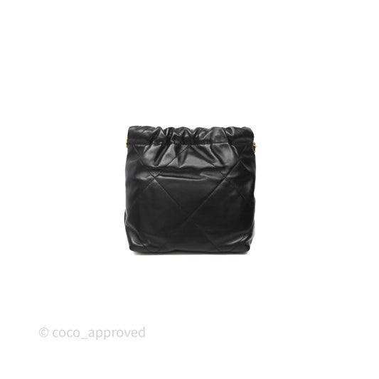 Chanel 22 Mini Bag Black Shiny Crumpled Calfskin Aged Gold Hardware