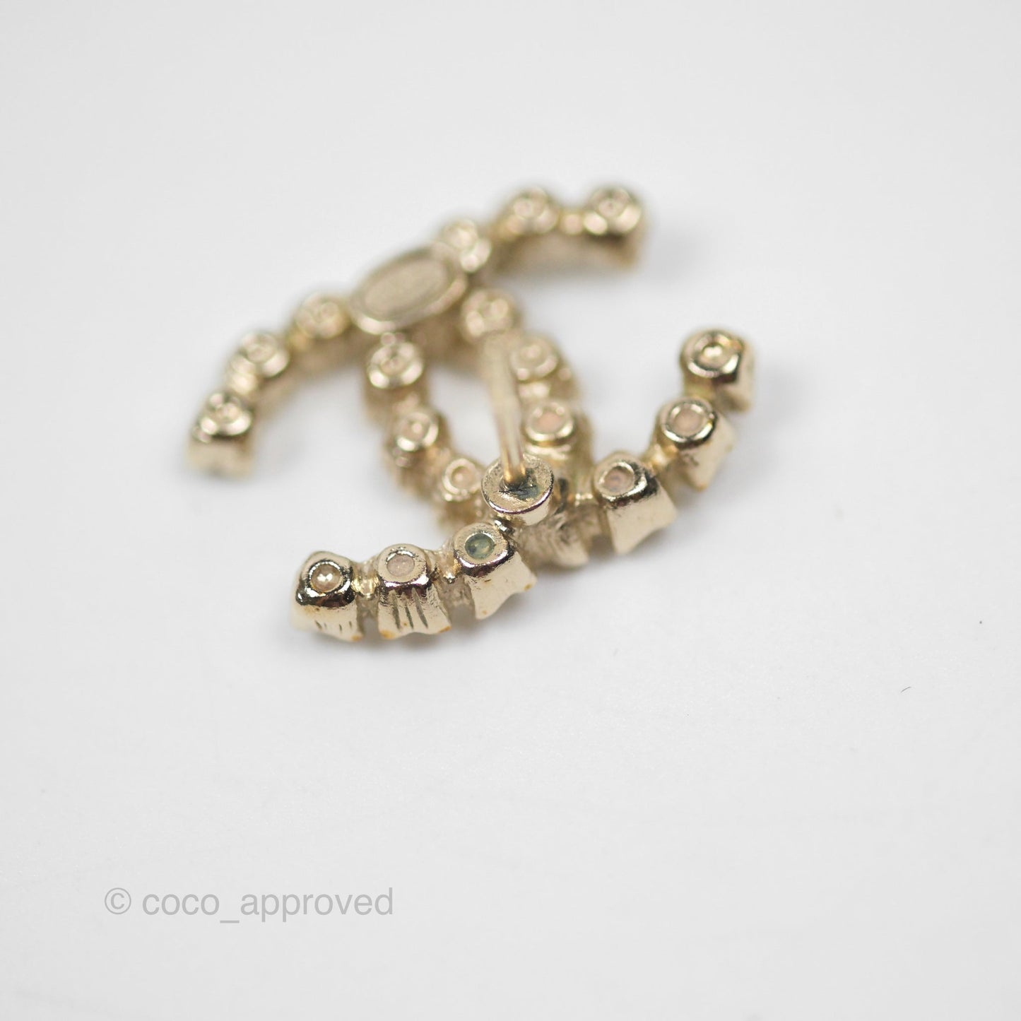 Chanel CC Crystal Earrings Gold Tone 20P