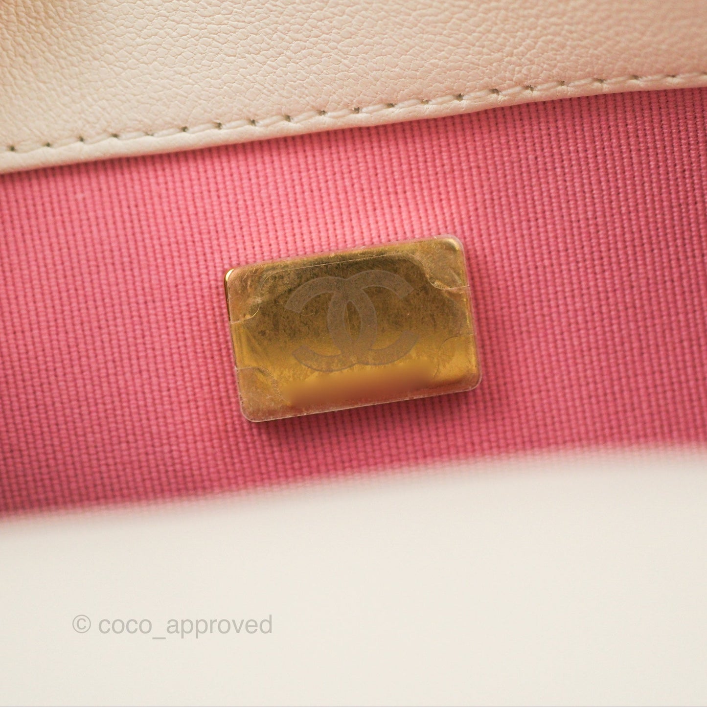 Chanel Quilted Flap Bag With Chanel Logo Top Handle White Calfskin Gold Hardware