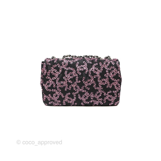 Chanel Medium CC Sequins Flap Bag Pink & Black Silver Hardware