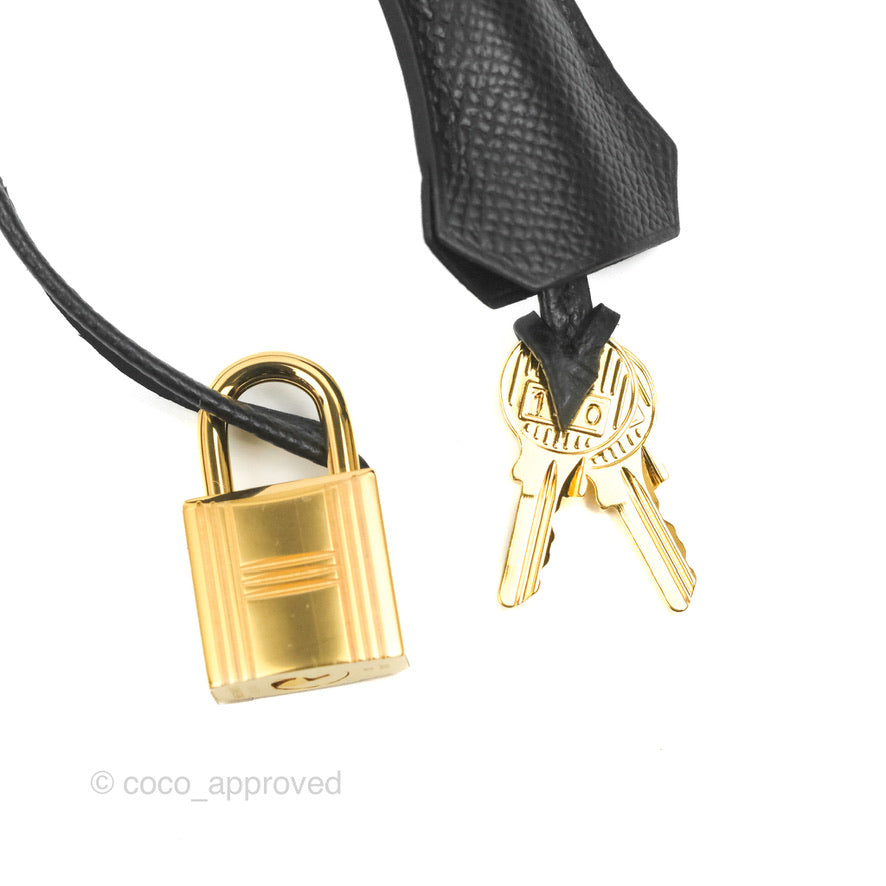 Hermès Bolide 1923 25 Black Epsom Gold Hardware