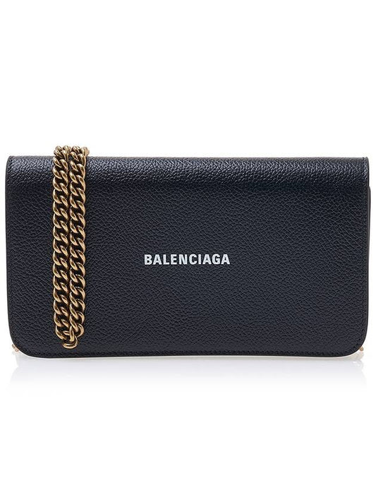 Luxury Balenciaga Cash Chain Wallet Mini Calfskin Cross Bag Black