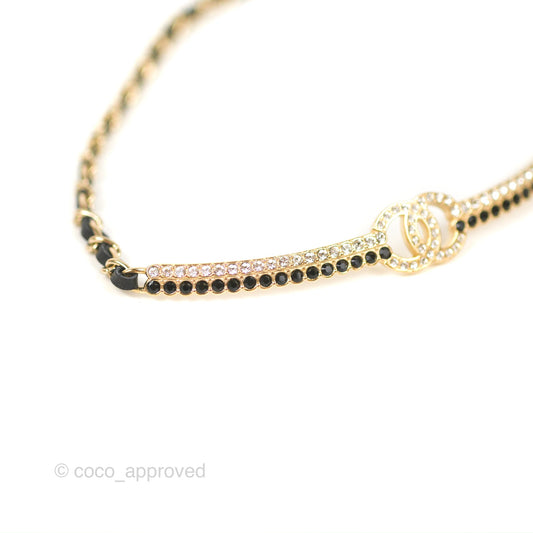 Chanel Crystal CC Black Chain Choker Gold Tone 22B