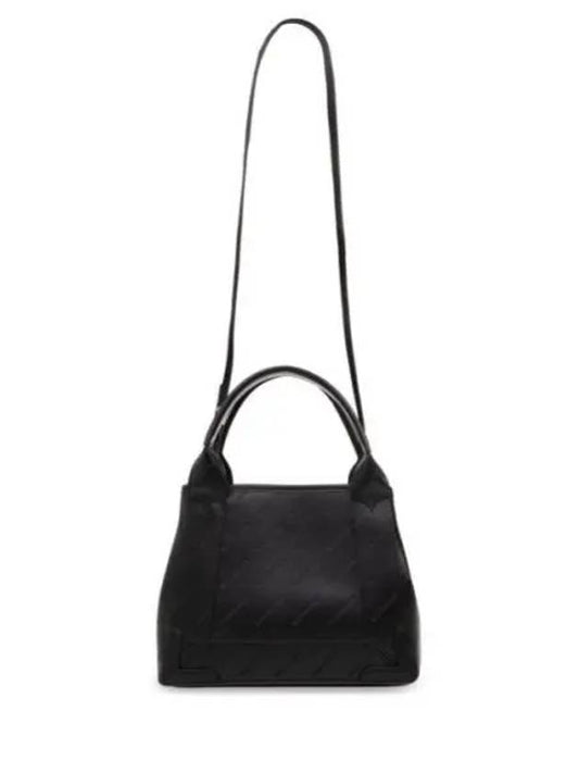 Luxury Balenciaga Navy XS Embossed Logo Tote Bag Black