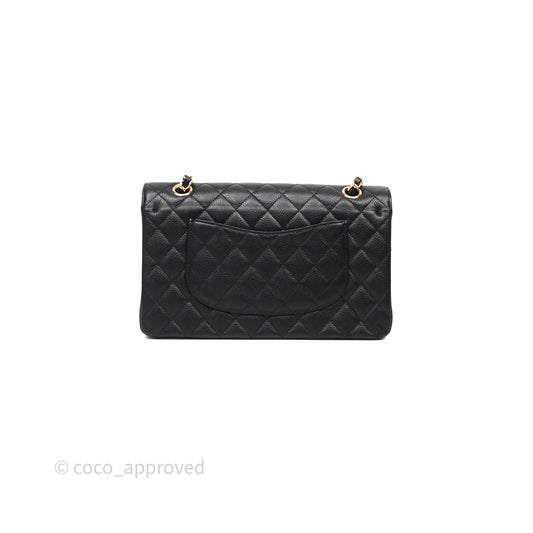 Chanel Medium Classic Flap Quilted Black Caviar Gold Hardware