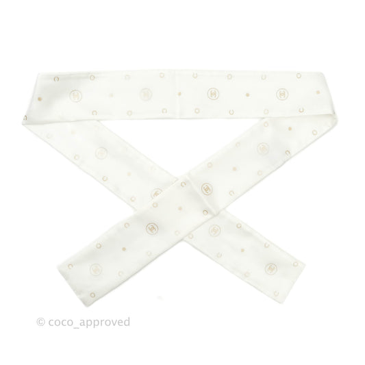 Chanel CC Silk Twilly in White Rose Gold