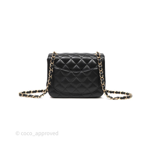 Chanel Mini Square Quilted Black Lambskin Gold Hardware