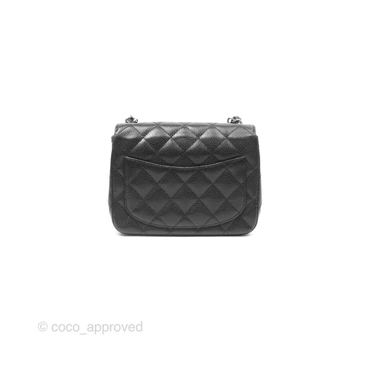 Chanel Mini Square Flap Quilted Black Caviar Silver Hardware