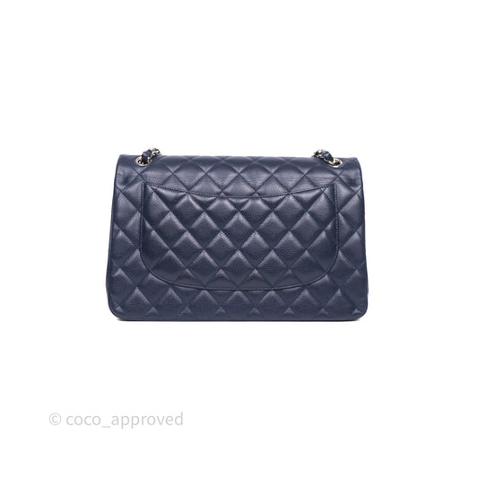 Chanel Jumbo Double Flap Navy Caviar Silver Hardware