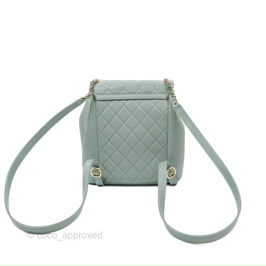Chanel Quilted Large Duma Drawstring Backpack Tiffany Green Lambskin 23C