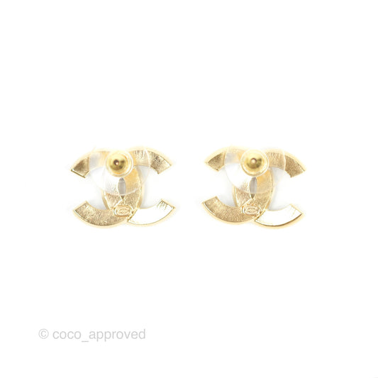 Chanel Crystal & Black CC Earrings Gold Tone 24C
