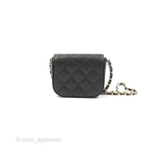 Chanel Mini Clutch With Chain Black Caviar Gold Hardware