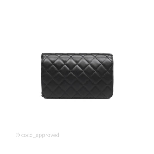 Chanel Cambon Line Wallet On Chain Black Lambskin Bag Silver Hardware