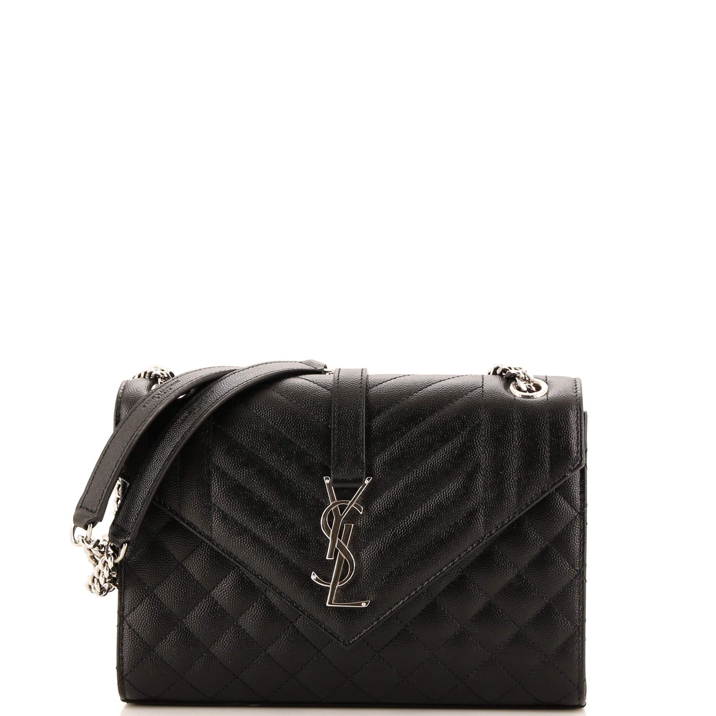 Luxury Saint Laurent Classic Monogram Envelope Satchel Mixed Matelasse Leather Medium