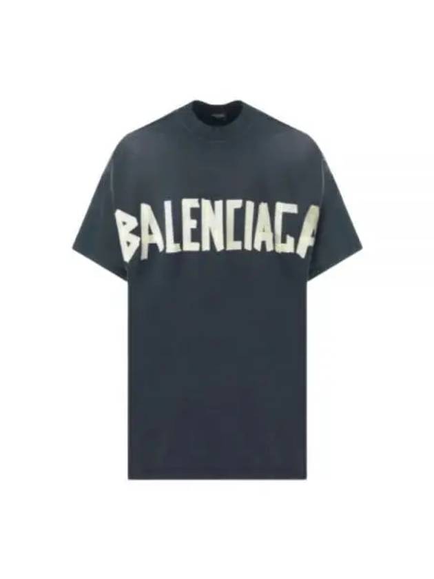 Luxury Balenciaga Tape Type Cotton Short Sleeve T-Shirt Black