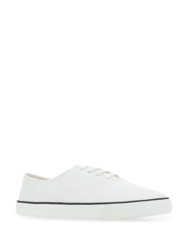 Luxury Saint Laurent Tandem Leather Low Top Sneakers White