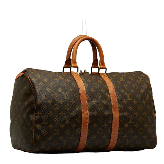 Louis Vuitton Monogram Keepall 45 Boston Bag M41428 Brown PVC Leather Louis Vuitton