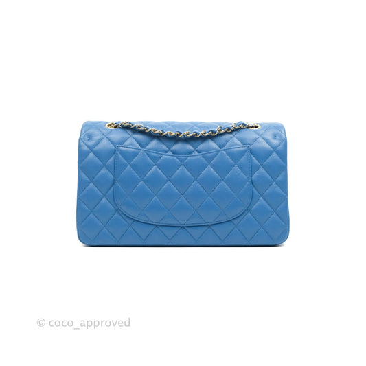 Chanel Classic M/L Medium Flap Quilted Blue Caviar Gold Hardware