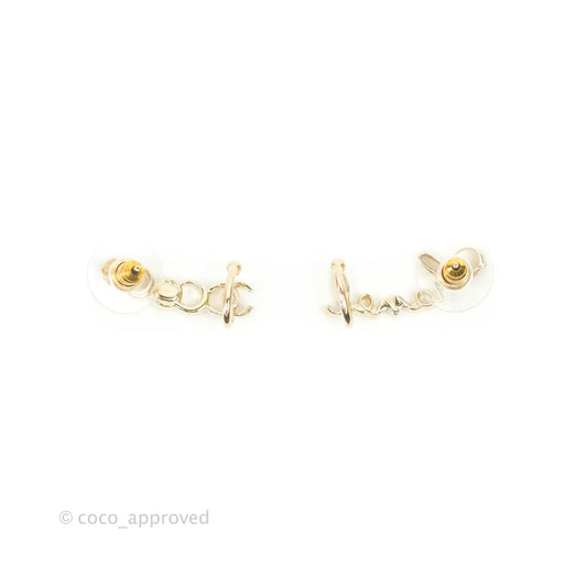 Chanel CC Coco Crystal Earrings Ear Cuff Gold Tone 22P