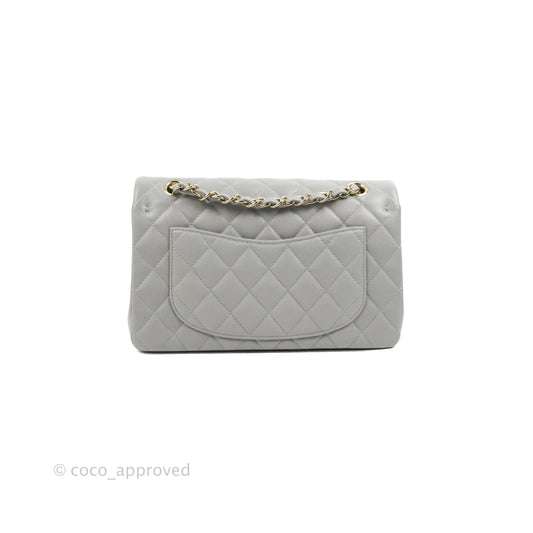 Chanel Small Classic Quilted Flap Grey Caviar Gold Hardware 21A