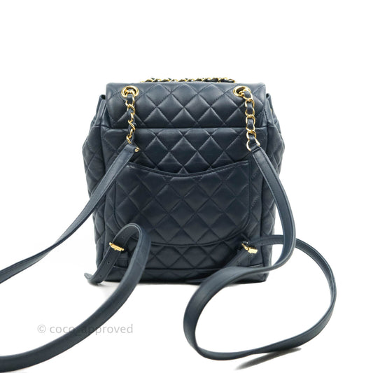 Chanel Small Quilted Urban Spirit Backpack Navy Gold Hardware