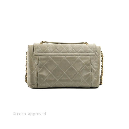 Chanel Iridescent Calfskin Quilted Chic Quilt Flap Grey Gold Hardware