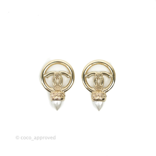 Chanel CC Crystal Pearl Earrings 22C