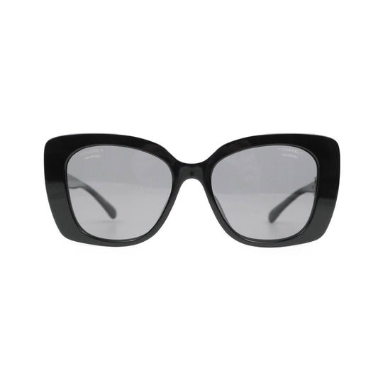 Chanel Acetate Strass Square Polarized Sunglasses Black