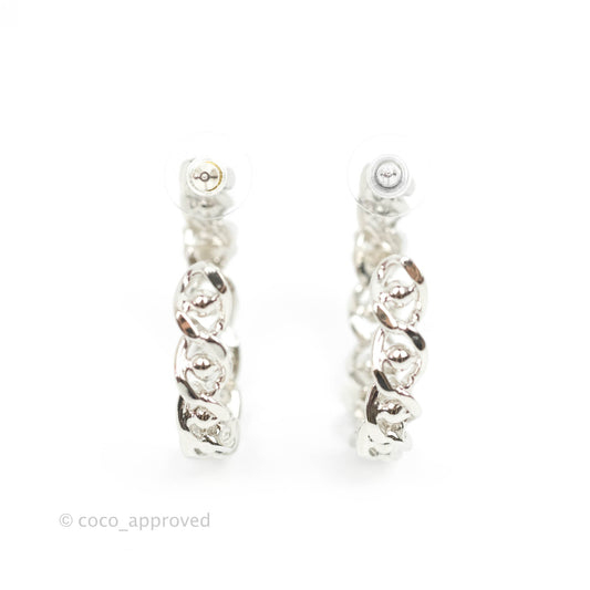 Chanel CC Chain Hoop Earrings Silver Tone 22A