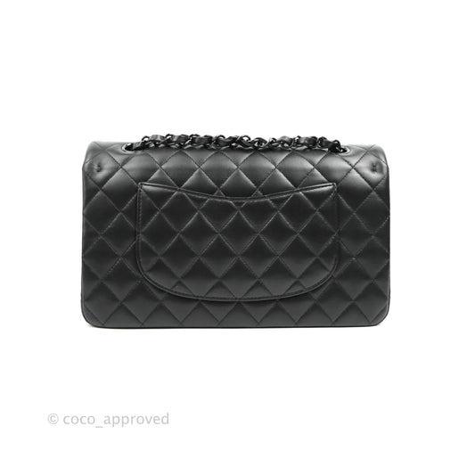 Chanel Classic Quilted M/L Medium Double Flap So Black Lambskin