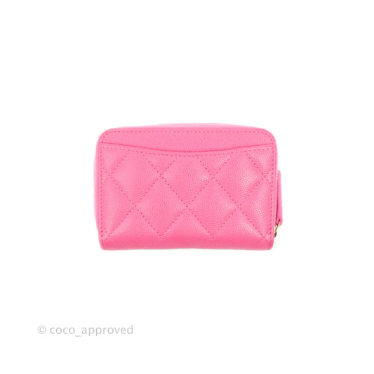 Chanel Classic Zipped Coin Purse Pink Caviar Gold Hardware