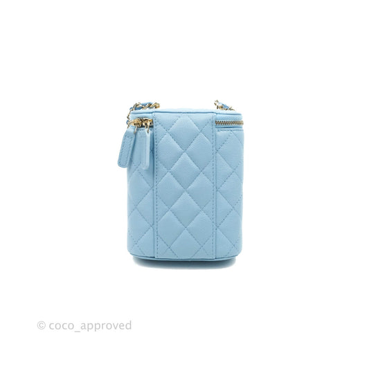 Chanel Classic Mini Vanity With Chain Blue Caviar Gold Hardware