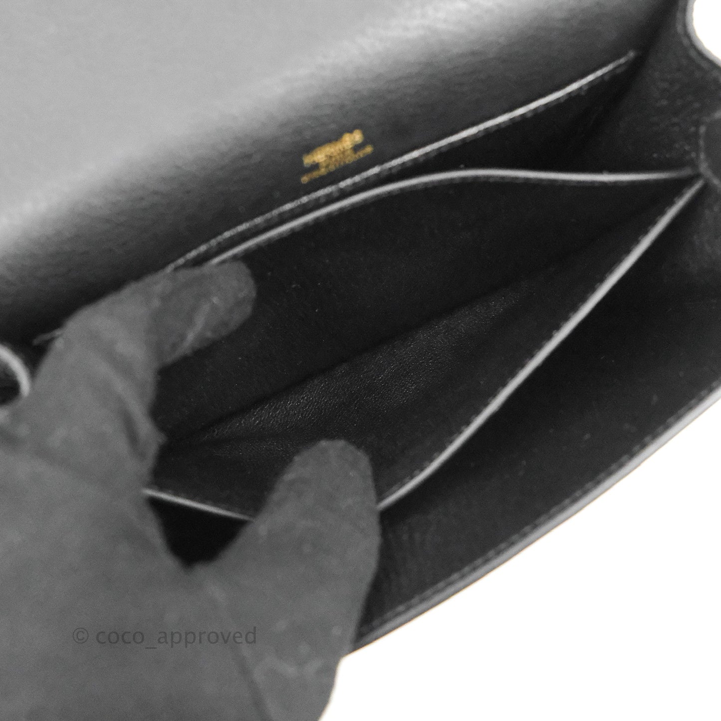 Hermès Roulis Mini 18 Black TM Gold Hardware