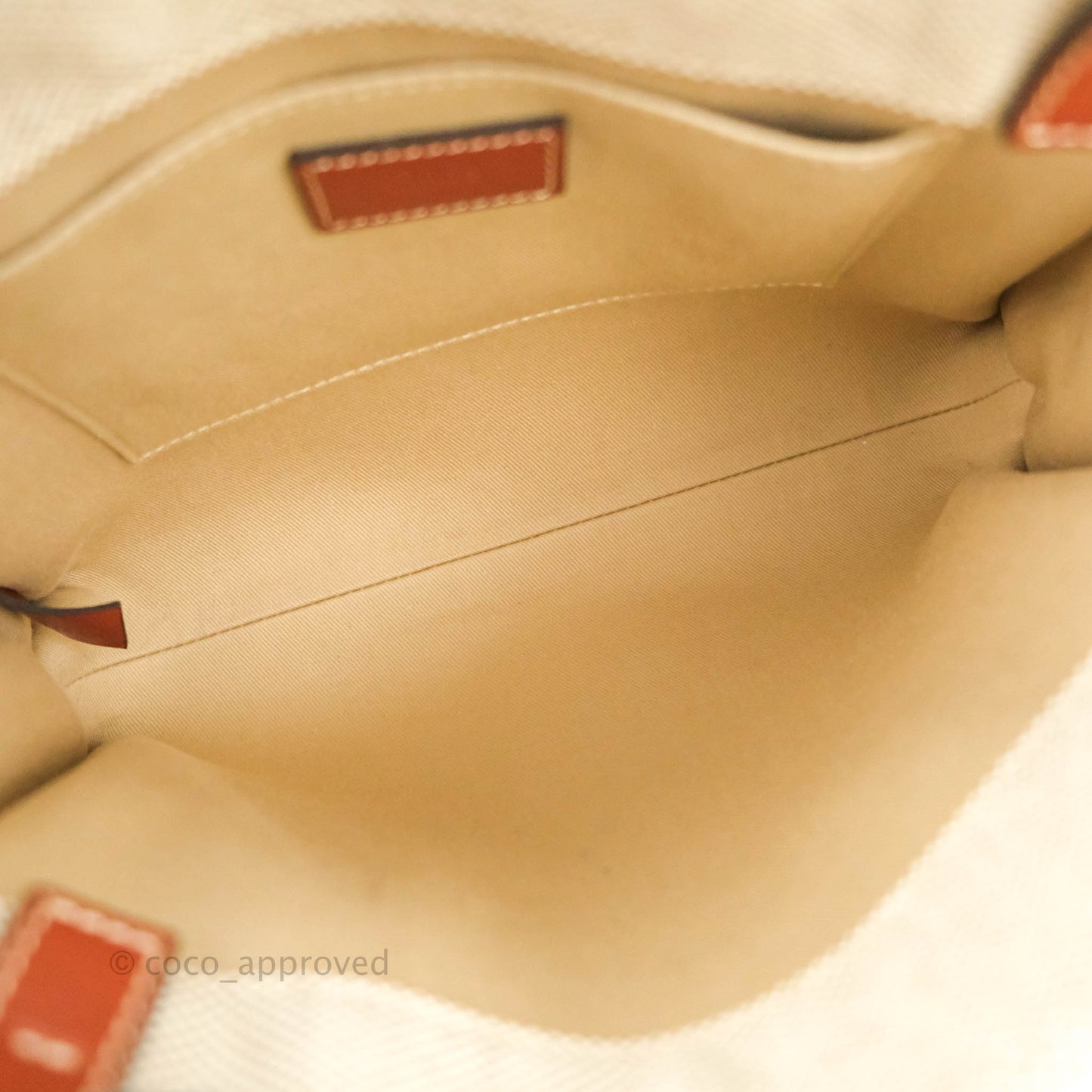 Chloe Small Woody Tote Bag Cotton Canvas & Brown Calfskin with Woody Ribbon