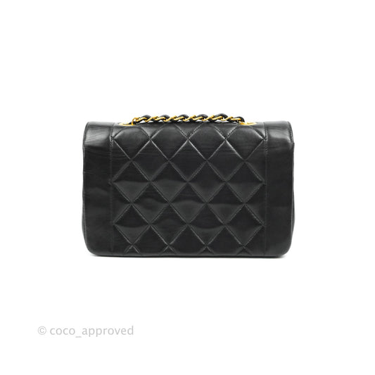 Chanel Black Quilted Lambskin Small Vintage Classic Diana Flap 24K Gold Hardware
