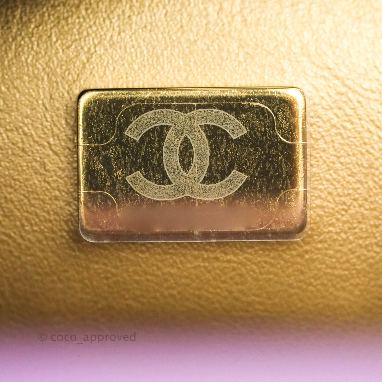 Chanel Mini Square Pearl Crush Quilted Purple Lambskin Aged Gold Hardware