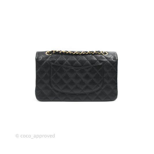 Chanel Classic M/L Medium Flap Quilted Black Caviar Gold Hardware