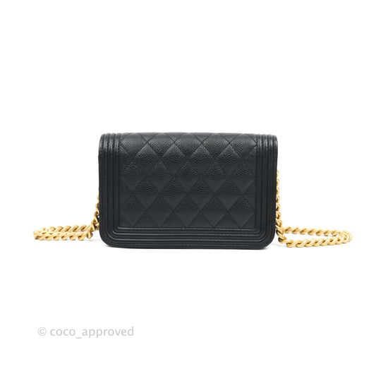 Chanel Mini Boy WOC Black Caviar Aged Gold Hardware