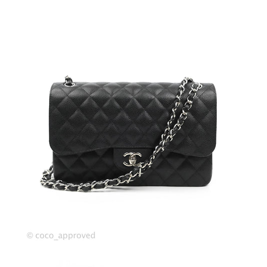 Chanel Jumbo Double Flap Black Caviar Silver Hardware
