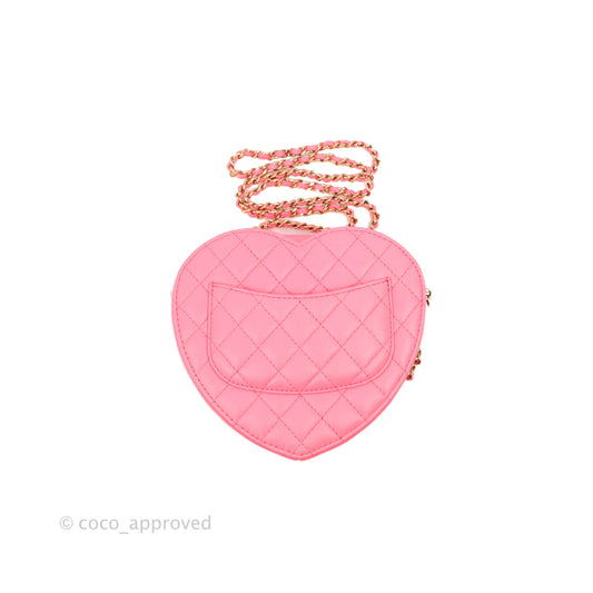 Chanel Large Heart Bag Pink Lambskin Gold Hardware 22S
