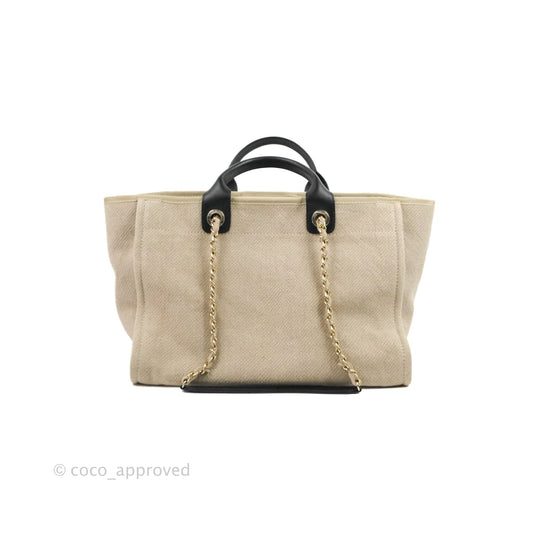 Chanel Large Deauville Black/Taupe Canvas